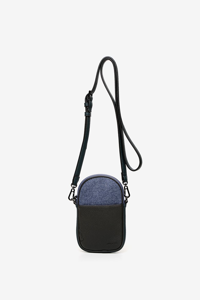 Abbacino Bolso para el móvil de mujer en fieltro azul