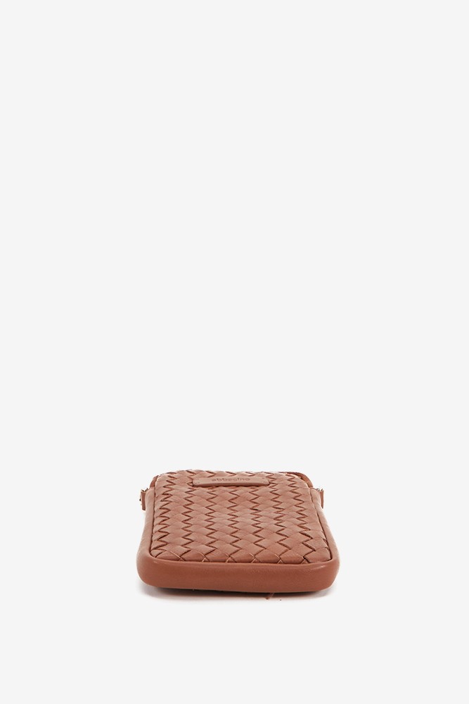 Abbacino Bolso Para El Móvil De Piel Trenzada En Cognac