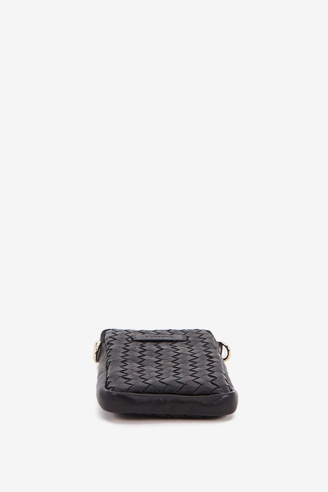 Abbacino Bolso Para El Móvil De Piel Trenzada En Negro
