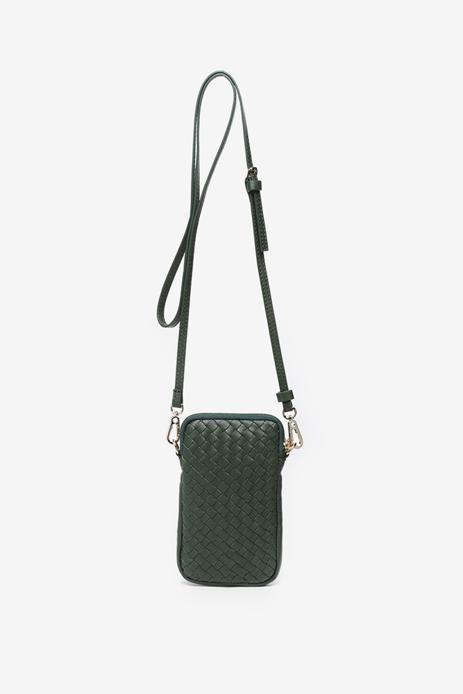 Abbacino Bolso Para El Móvil De Piel Trenzada En Verde