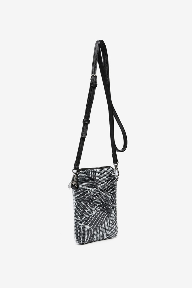 Abbacino Bolso para el móvil en malla metálica con print tropical en negro