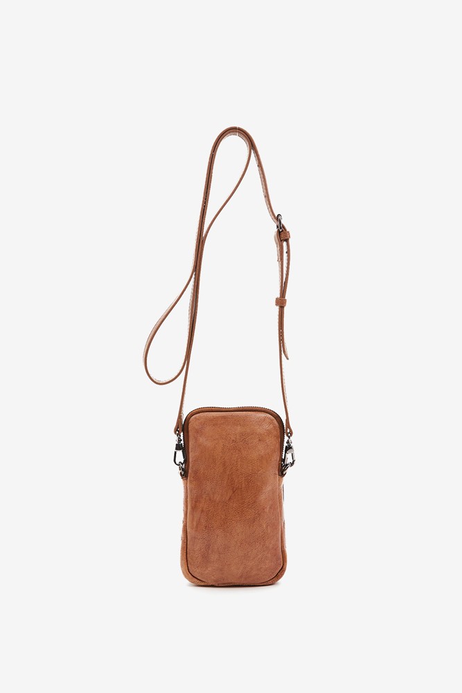 Abbacino Bolso Para El Móvil En Piel Troquelada Cognac