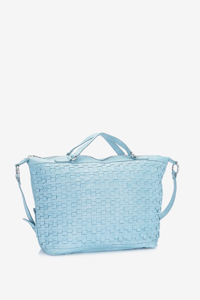 Abbacino Bolso shopper de mujer de piel trenzada en turquesa