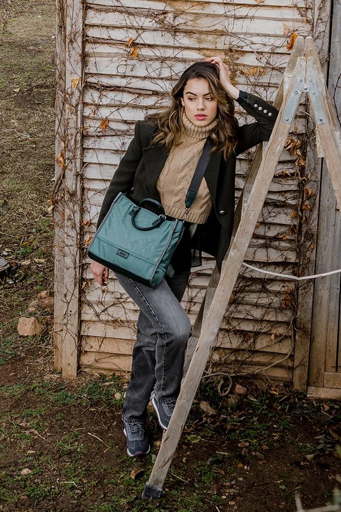 Abbacino Bolso shopper en materiales reciclados verde