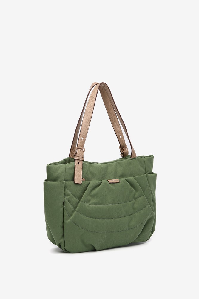 Abbacino Bolso shopper en materiales reciclados y acolchados verde