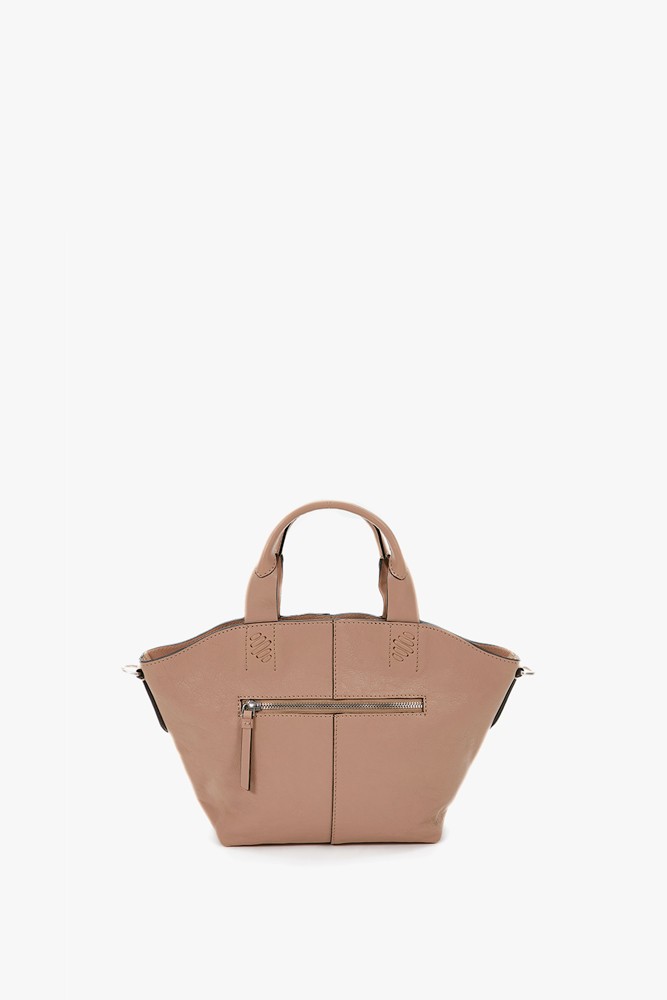 Abbacino Bolso Shopper Pequeño De Mujer En Piel Beige