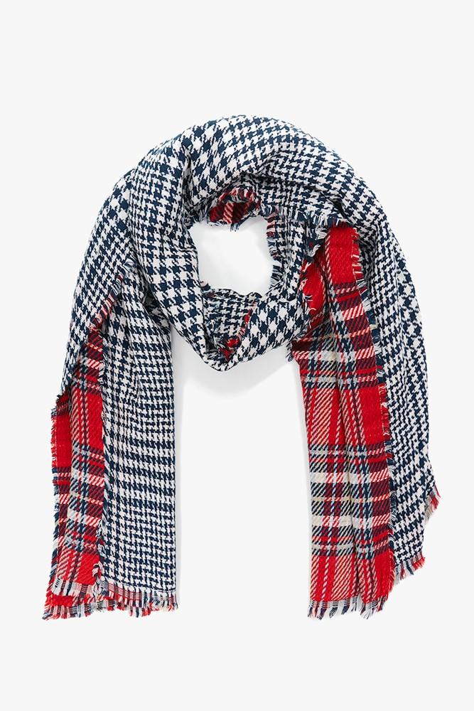 Abbacino Bufanda de mujer reversible en azul y rojo