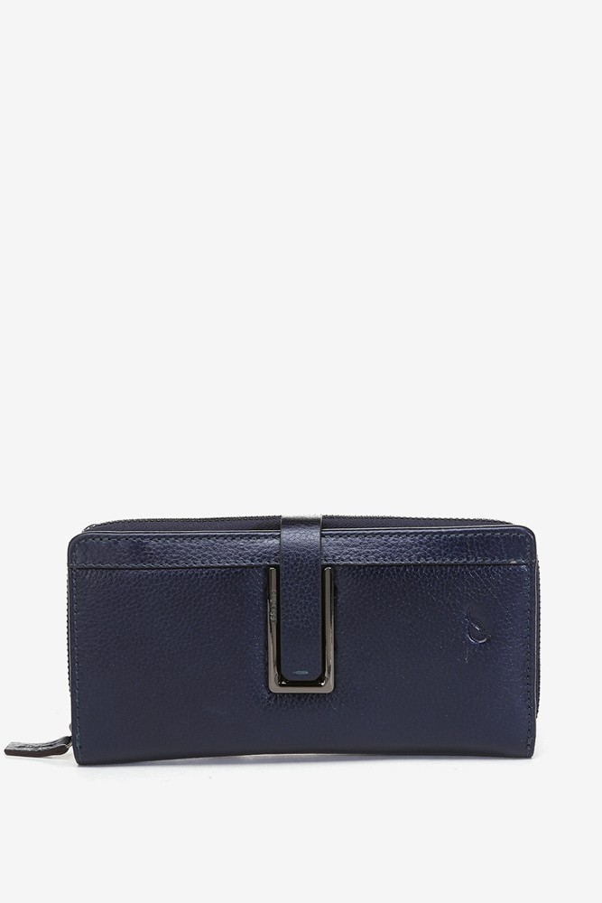 Abbacino Cartera Grande Con Herraje En Piel Metalizada Azul