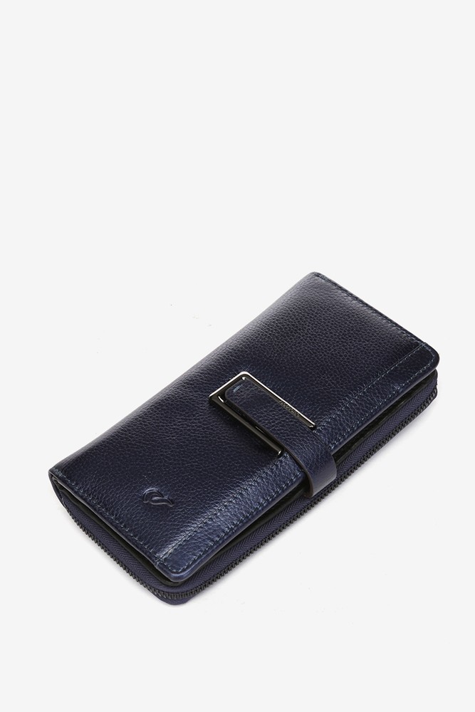 Abbacino Cartera Grande Con Herraje En Piel Metalizada Azul