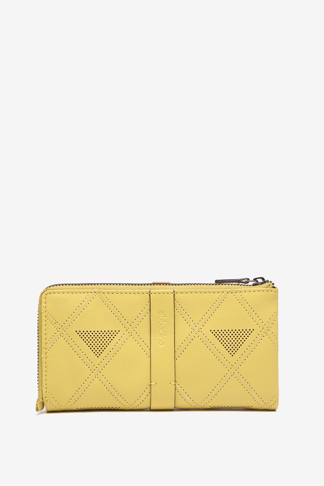 Abbacino Cartera Grande De Piel Troquelada En Amarillo