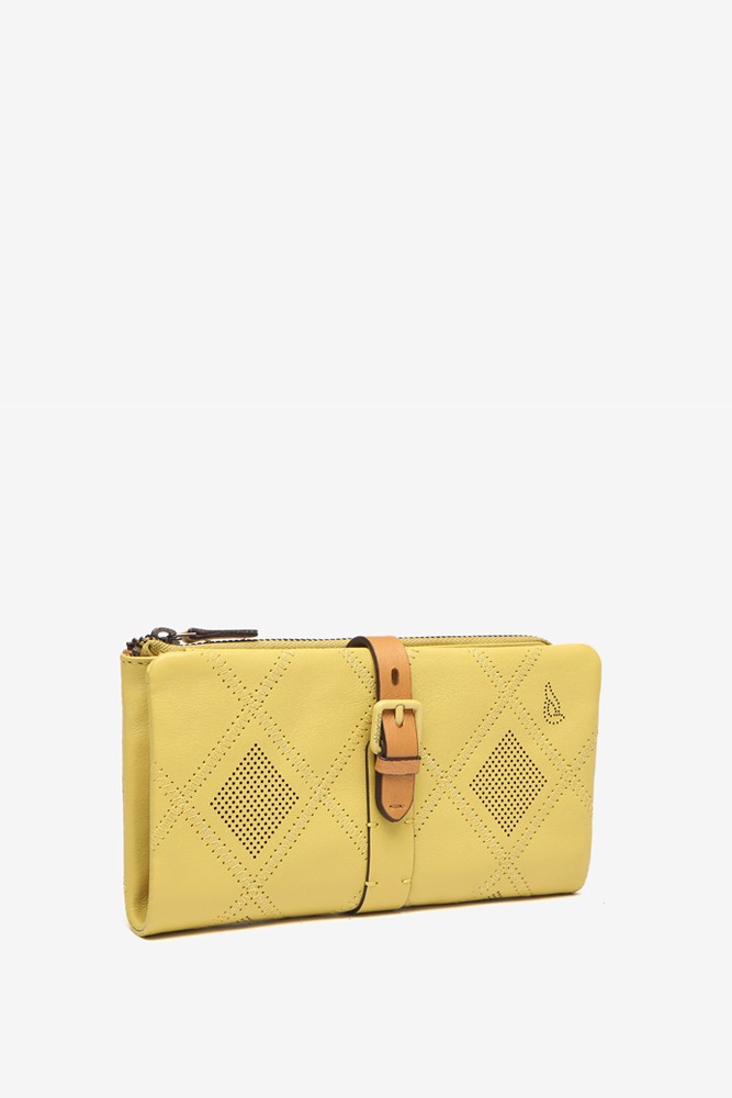 Abbacino Cartera grande de piel troquelada en amarillo