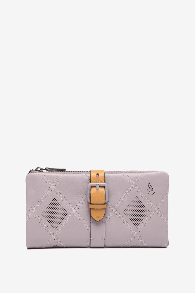 Abbacino Cartera Grande De Piel Troquelada En Morado