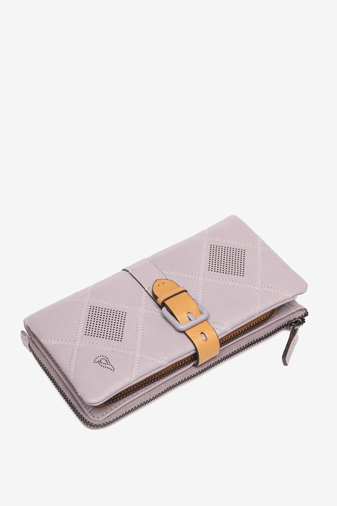 Abbacino Cartera Grande De Piel Troquelada En Morado