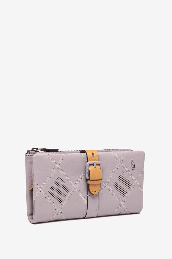 Abbacino Cartera grande de piel troquelada en morado