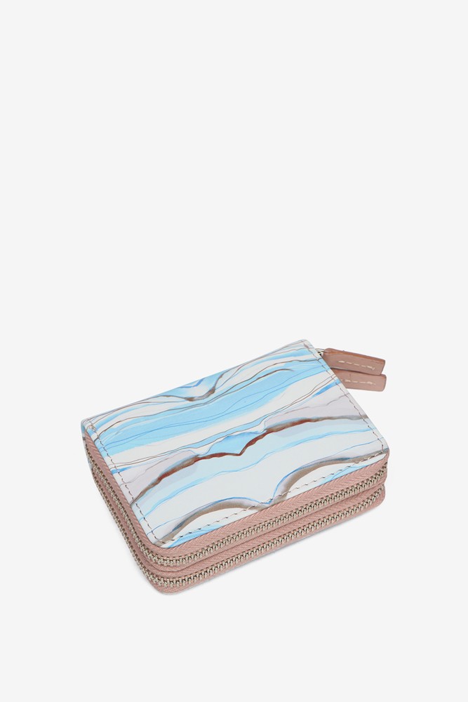 Abbacino Cartera Pequeña De Piel Con Estampado Abstracto En Azul