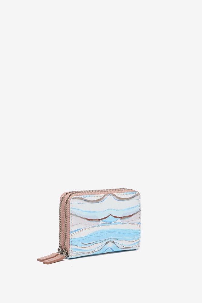 Abbacino Cartera pequeña de piel con estampado abstracto en azul