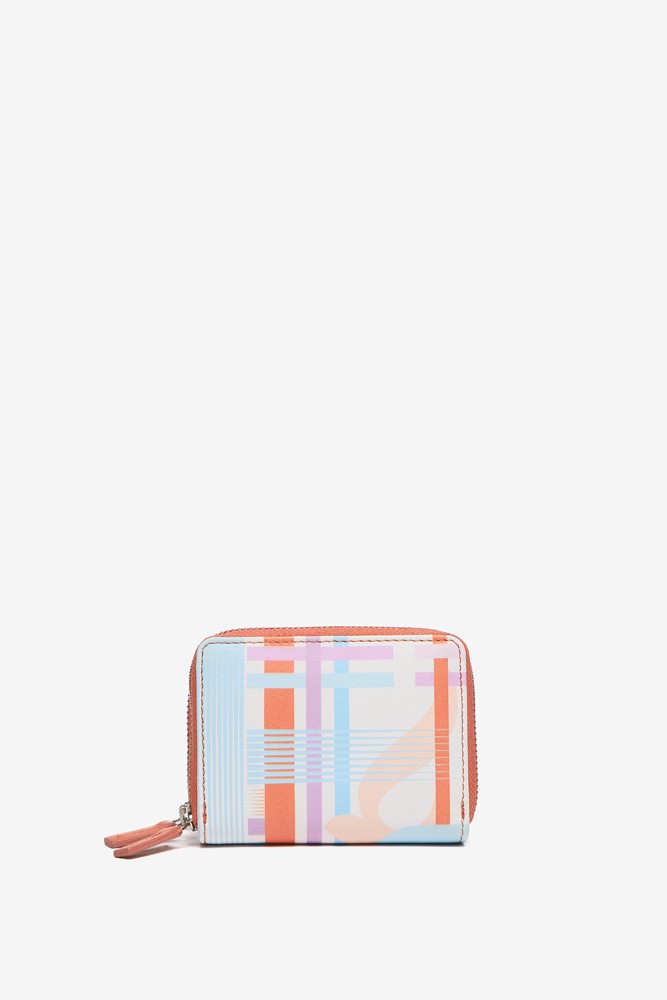 Abbacino Cartera Pequeña De Piel Con Estampado Geométrico En Fucsia