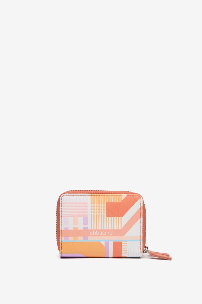 Abbacino Cartera Pequeña De Piel Con Estampado Geométrico En Fucsia