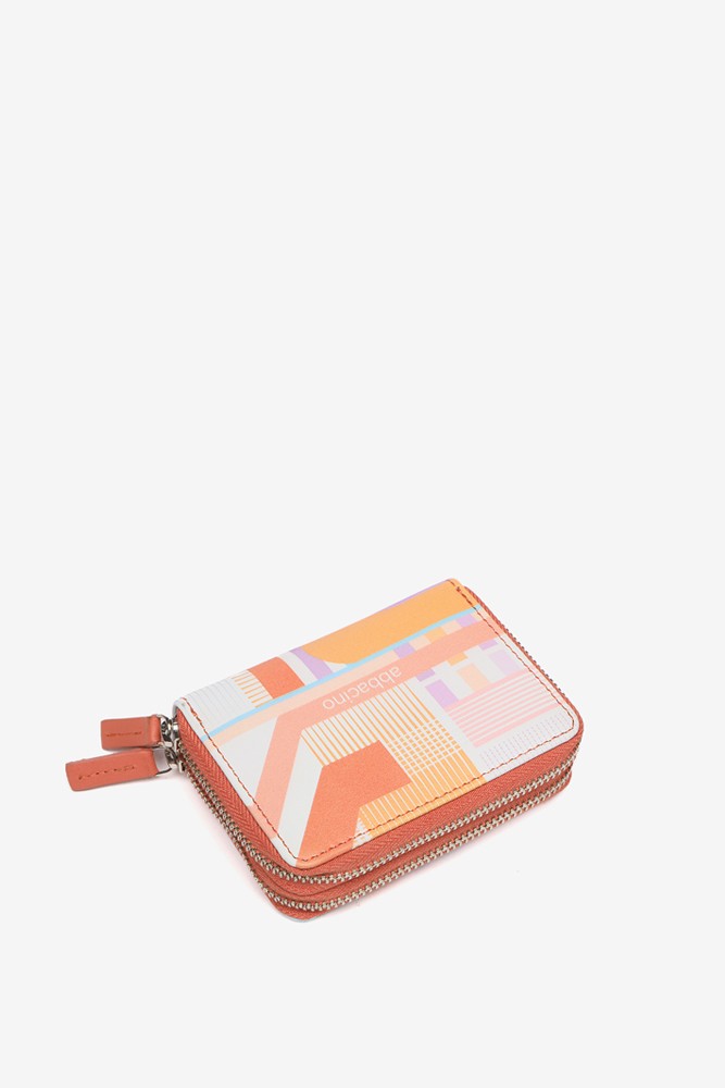 Abbacino Cartera Pequeña De Piel Con Estampado Geométrico En Fucsia