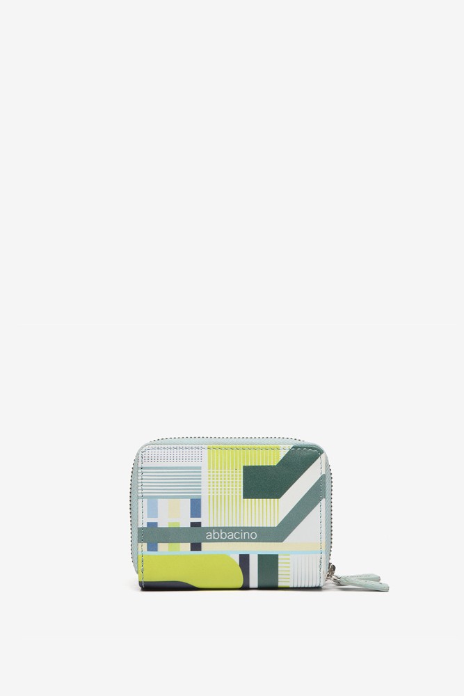Abbacino Cartera Pequeña De Piel Con Estampado Geométrico En Verde