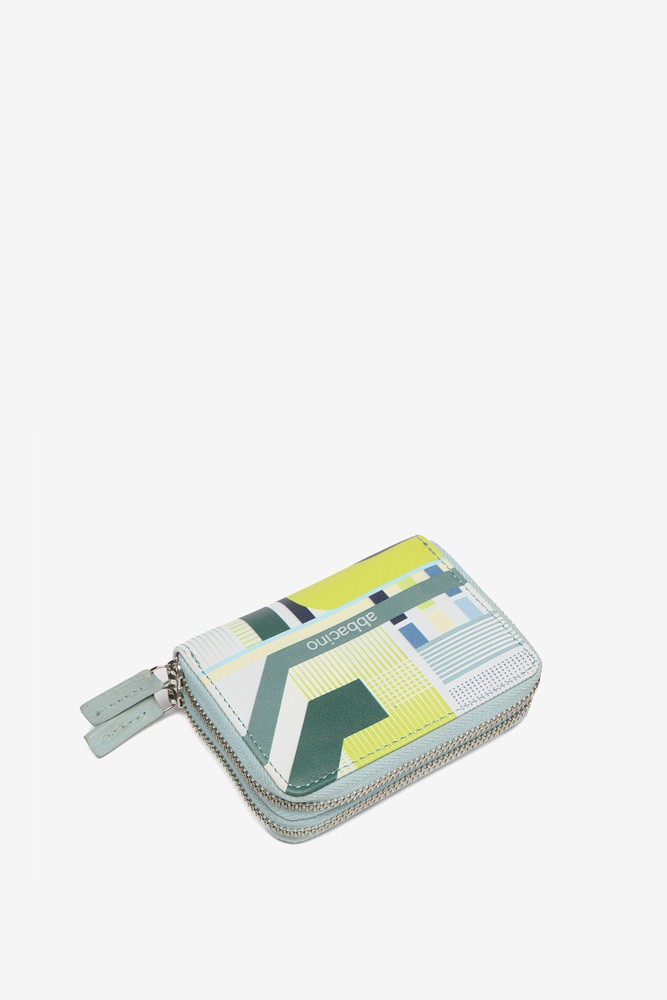 Abbacino Cartera Pequeña De Piel Con Estampado Geométrico En Verde