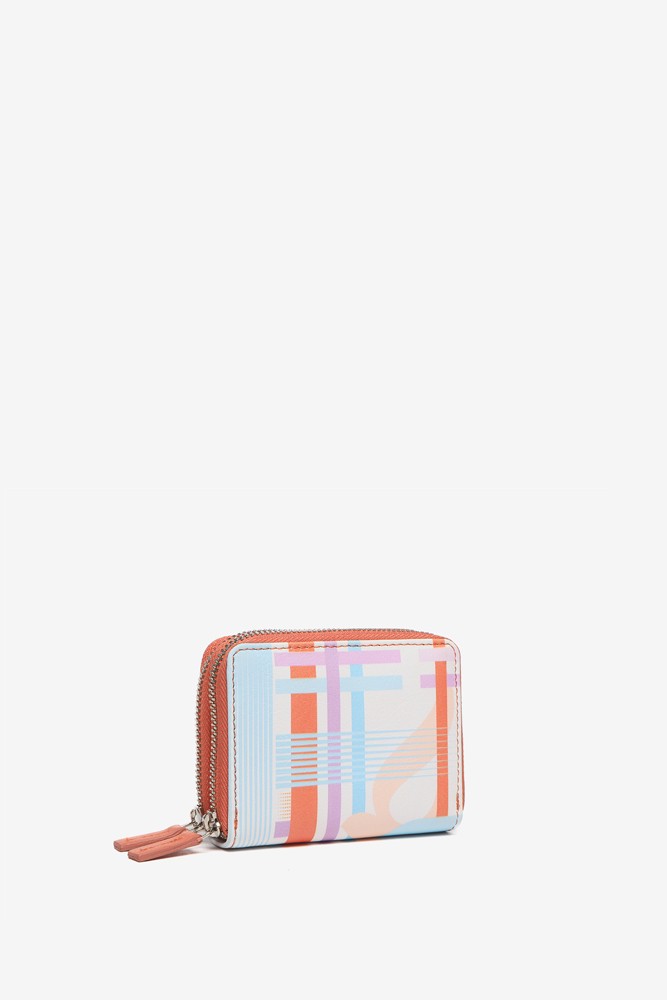 Abbacino Cartera pequeña de piel con estampado geométrico en fucsia