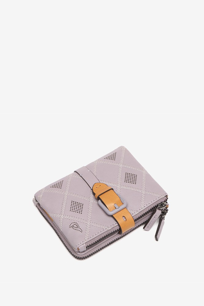 Abbacino Cartera Pequeña De Piel Troquelada En Morado