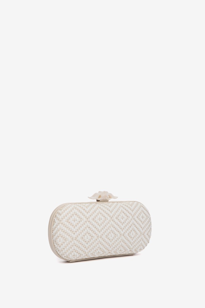 Abbacino Clutch de fiesta con estampado geométrico en beige