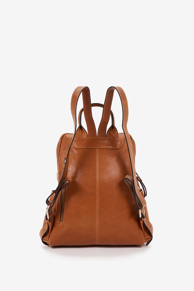 Abbacino Mochila De Mujer En Piel Troquelada Cognac