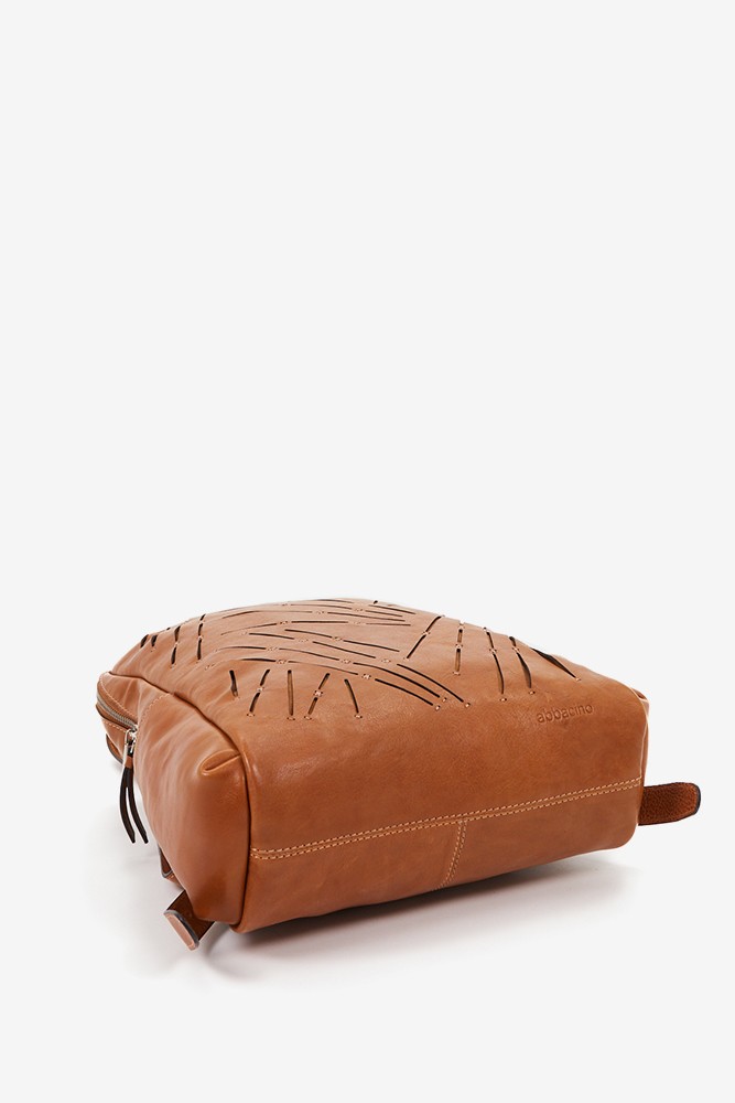 Abbacino Mochila De Mujer En Piel Troquelada Cognac