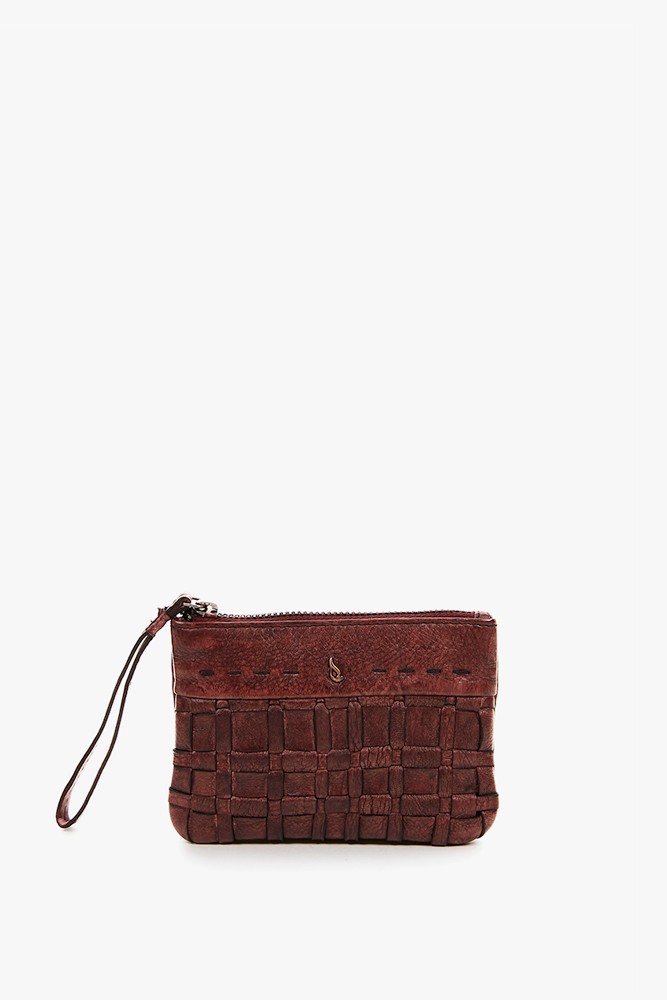 Abbacino Monedero De Mujer De Piel Trenzada Burdeos