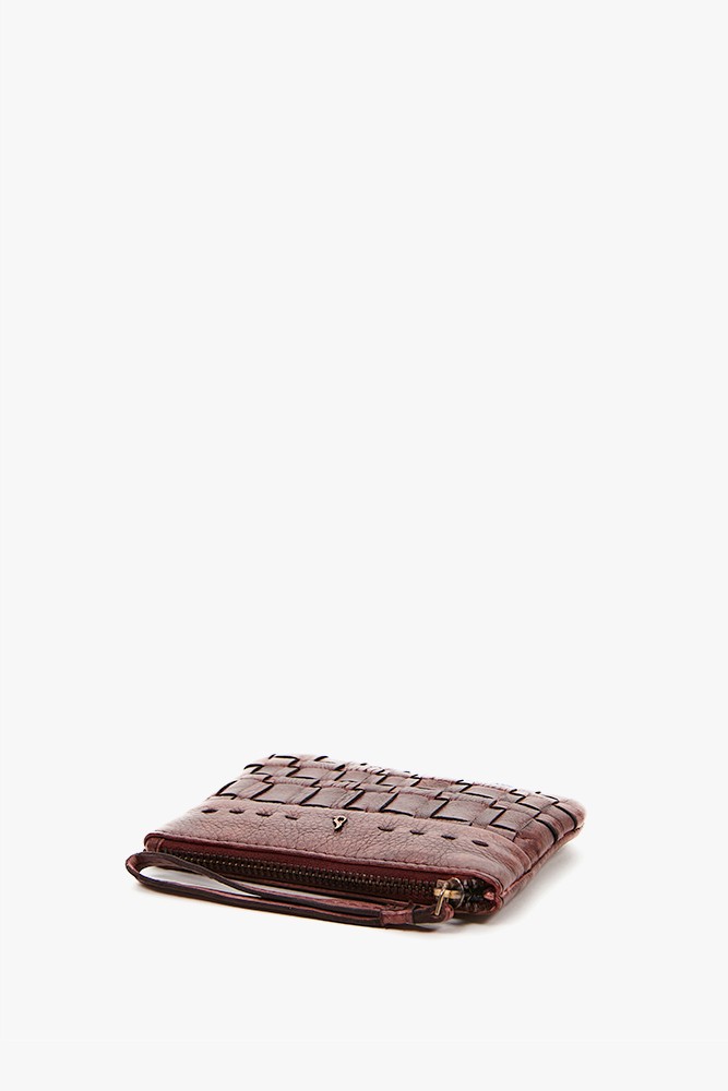 Abbacino Monedero De Mujer De Piel Trenzada Burdeos