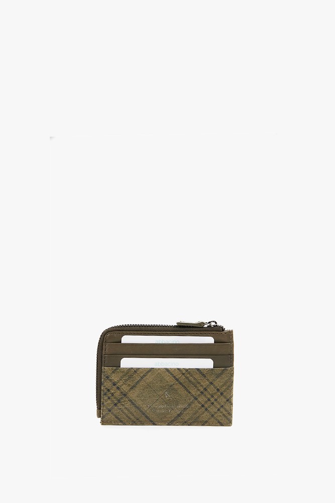Abbacino Monedero-tarjetero De Mujer De Piel Con Print A Cuadros Verde