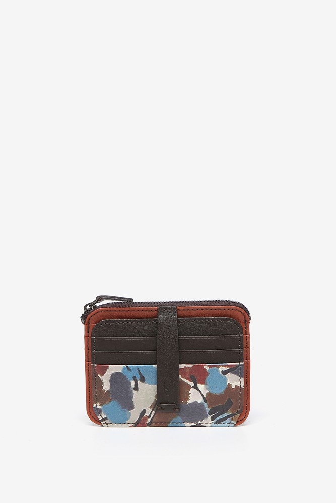Abbacino Monedero-tarjetero En Piel Con Estampado Multicolor