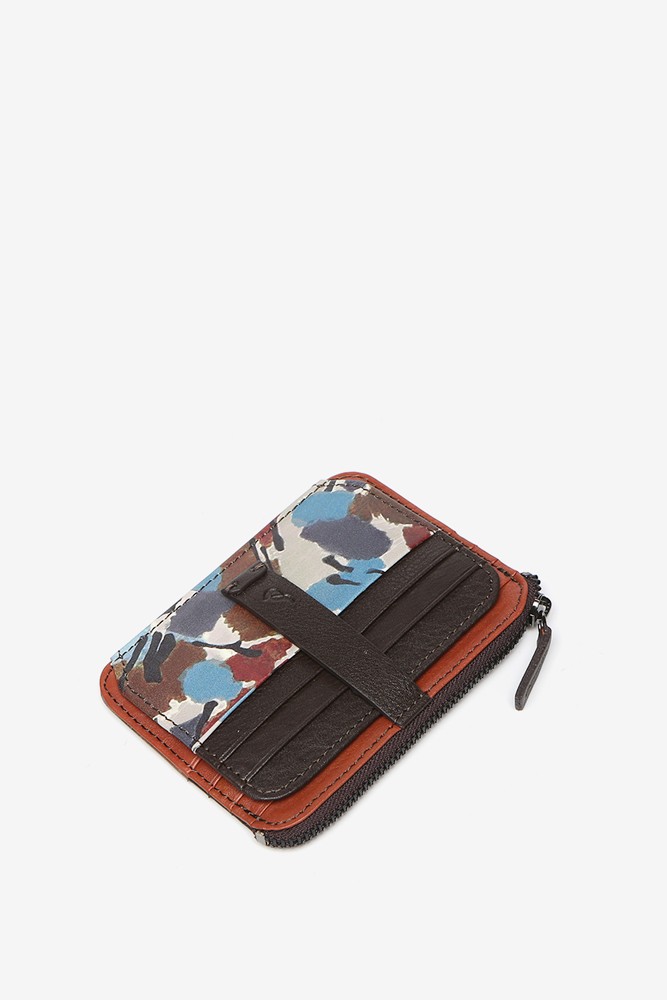 Abbacino Monedero-tarjetero En Piel Con Estampado Multicolor