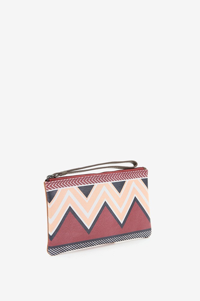 Abbacino Neceser de mujer con print geométrico en burdeos
