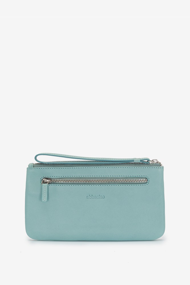 Abbacino Neceser De Mujer De Piel Con Print Marino En Turquesa