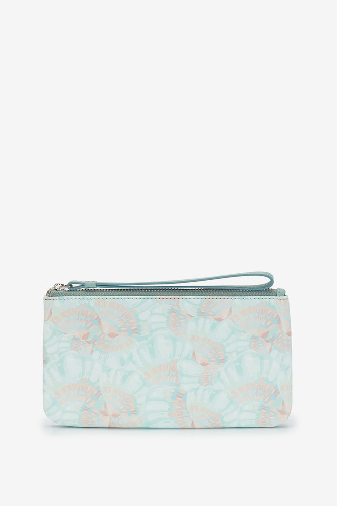 Abbacino Neceser de mujer de piel con print marino en turquesa