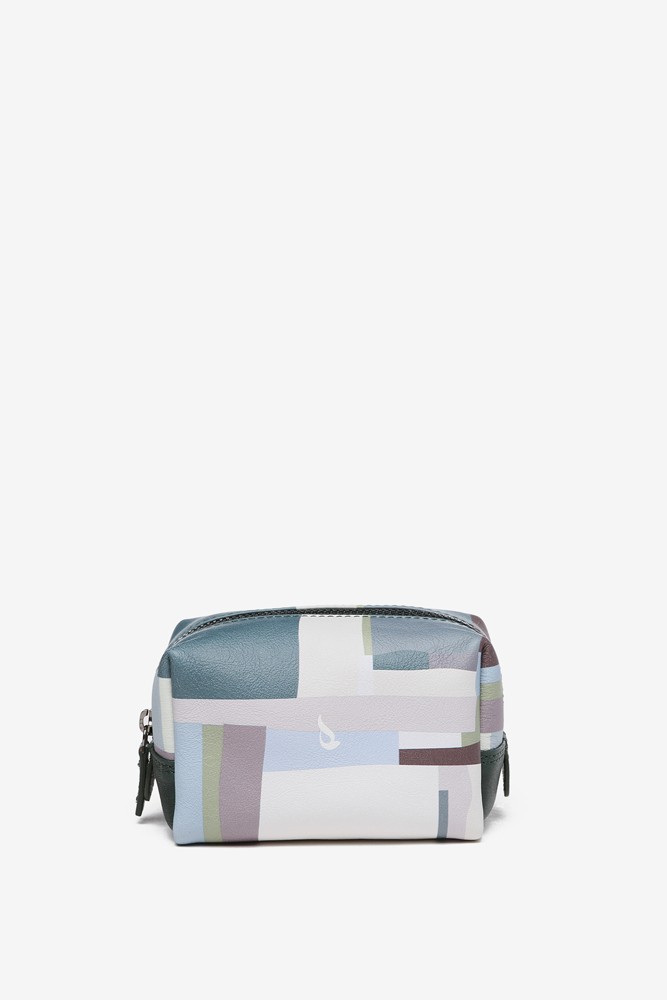 Abbacino Neceser Mediano De Piel Con Estampado Verde