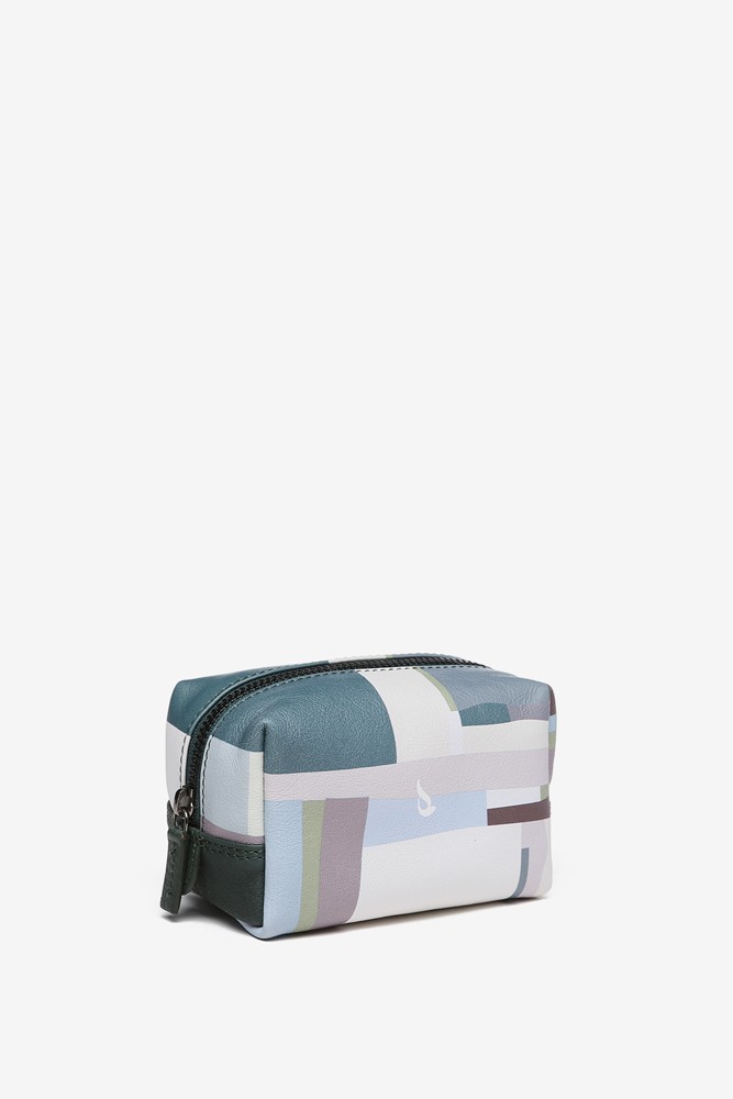 Abbacino Neceser mediano de piel con estampado verde