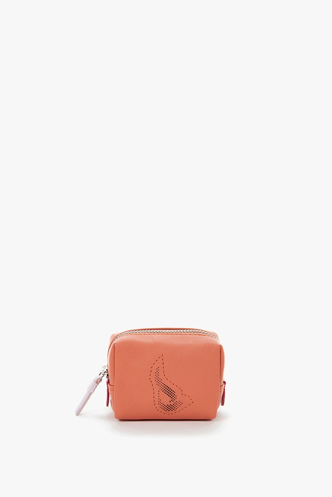 Abbacino Neceser pequeño de mujer en piel con logo troquelado naranja