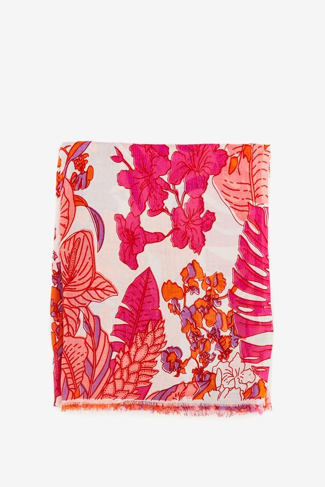 Abbacino Pañuelo De Viscosa Con Estampado Floral En Tonos Fucsia