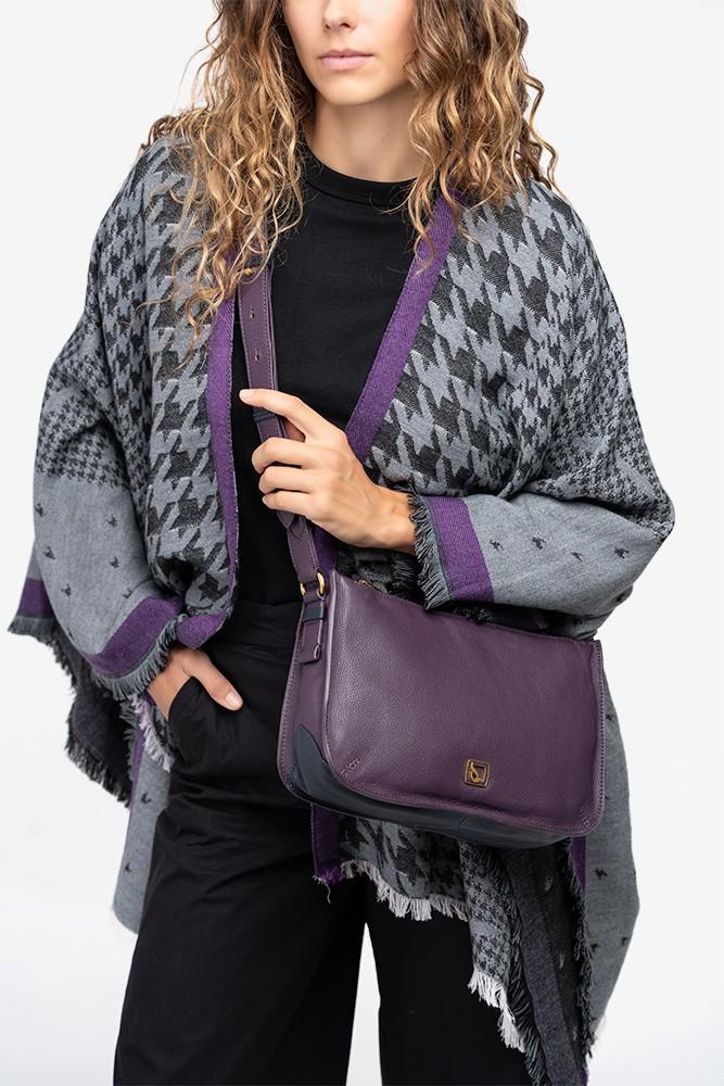 Abbacino Poncho Con Estampado De Pata De Gallo En Gris