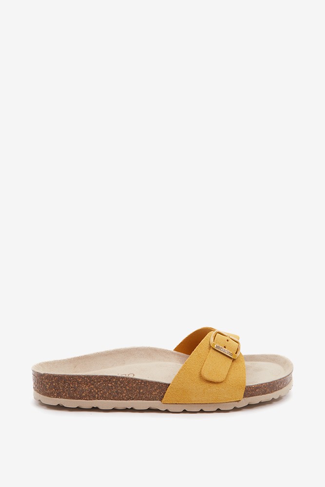 Abbacino Sandalia plana con hebilla de mujer en ámbar