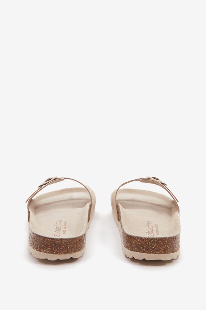 Abbacino Sandalia Plana Con Hebilla De Mujer En Beige