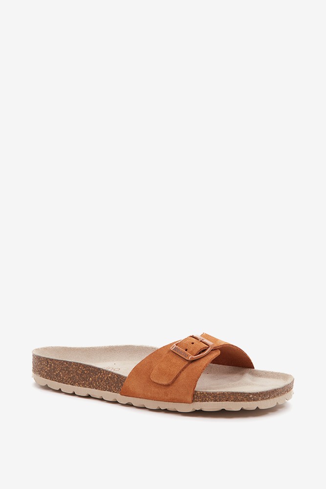 Abbacino Sandalia Plana Con Hebilla De Mujer En Cognac