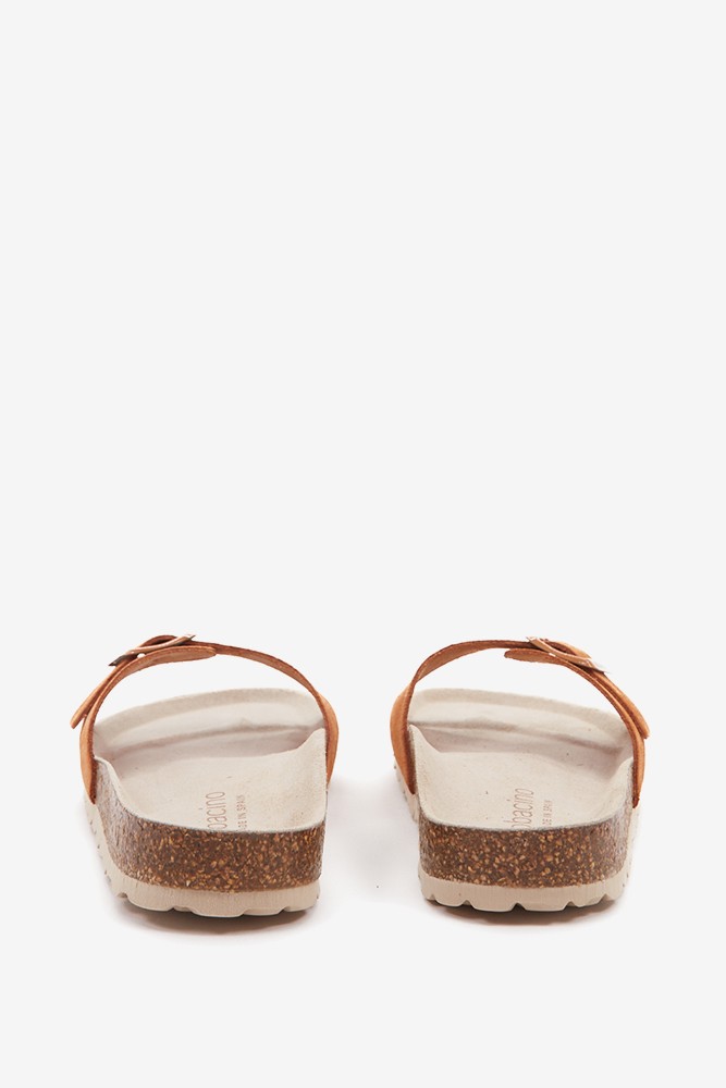 Abbacino Sandalia Plana Con Hebilla De Mujer En Cognac