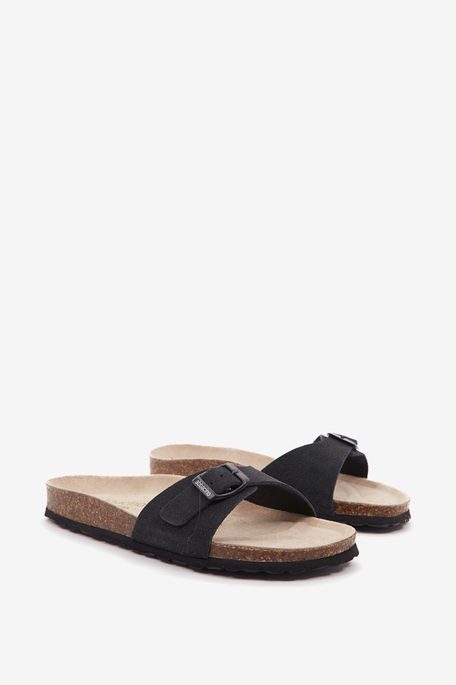 Abbacino Sandalia Plana Con Hebilla De Mujer En Negro