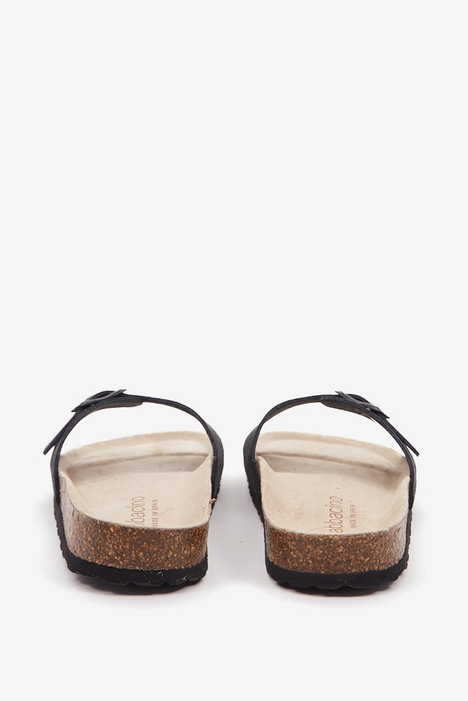 Abbacino Sandalia Plana Con Hebilla De Mujer En Negro