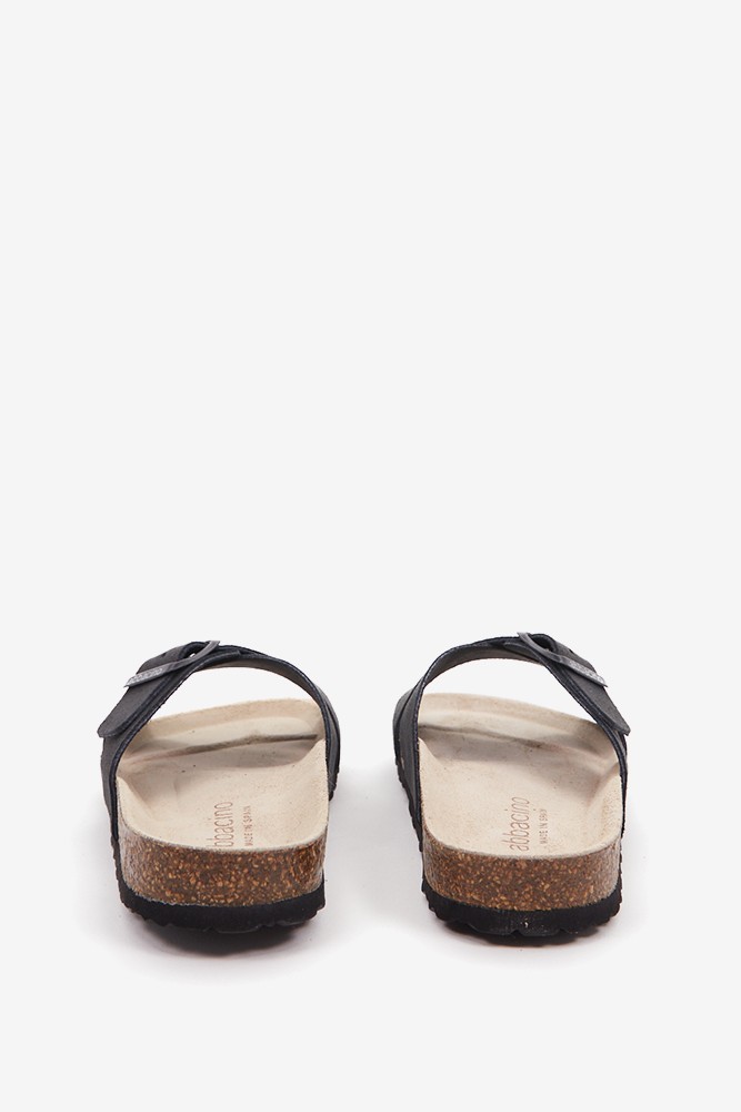 Abbacino Sandalia Plana Con Hebilla De Mujer En Negro